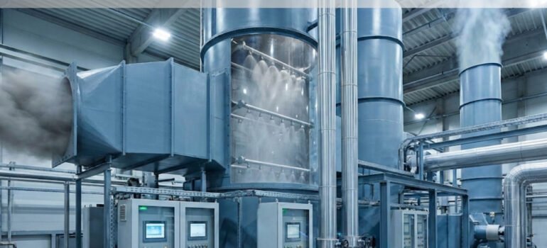 Energy-efficient wet scrubber system reducing operating costs and controlling industrial air pollution