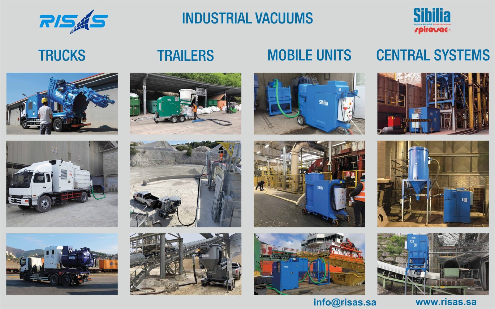 Industrial vacuum trucks, trailers, mobile units and central systems suppliers in Saudi Arabia